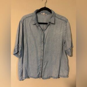 JANE AND DELANCEY - Light Blue Denim Button-Up Shirt - XL